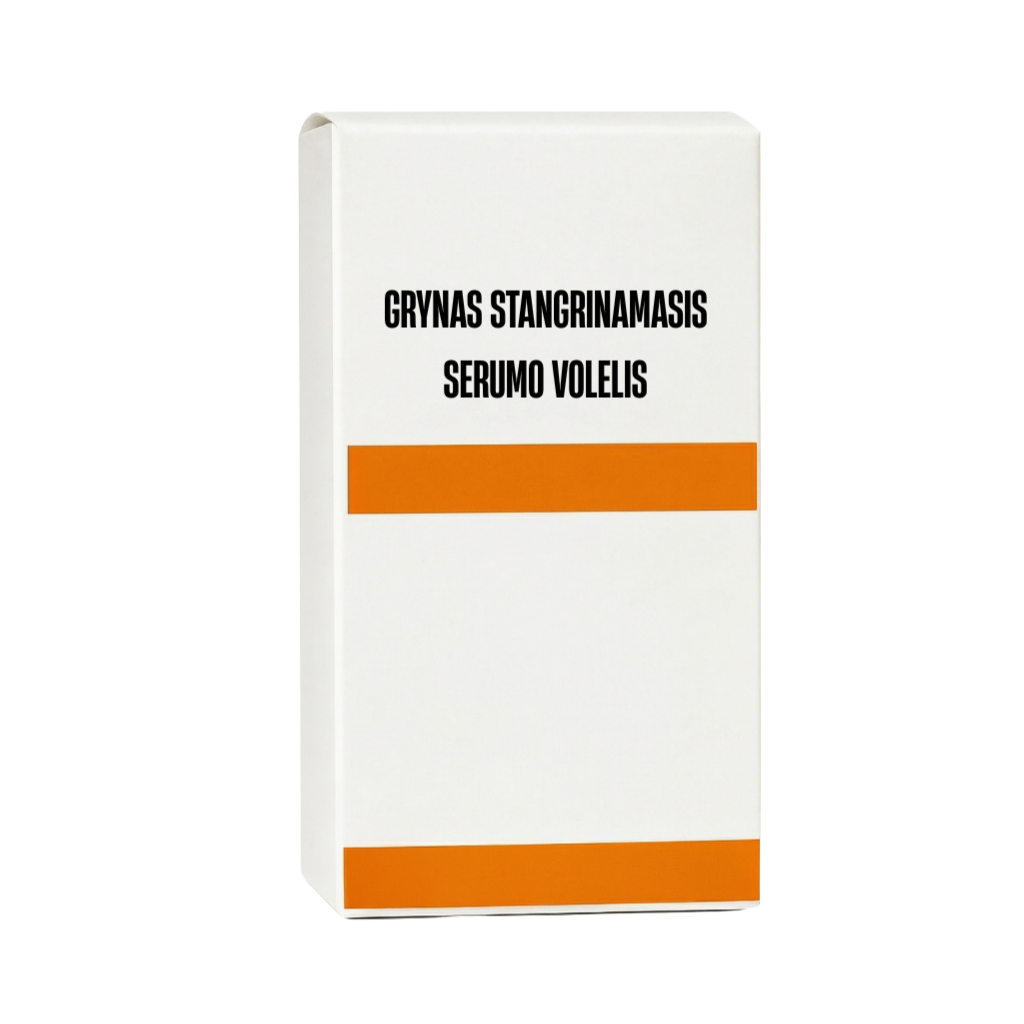 Grynas stangrinamasis serumo volelis pakuotė su oranžiniu akcentu