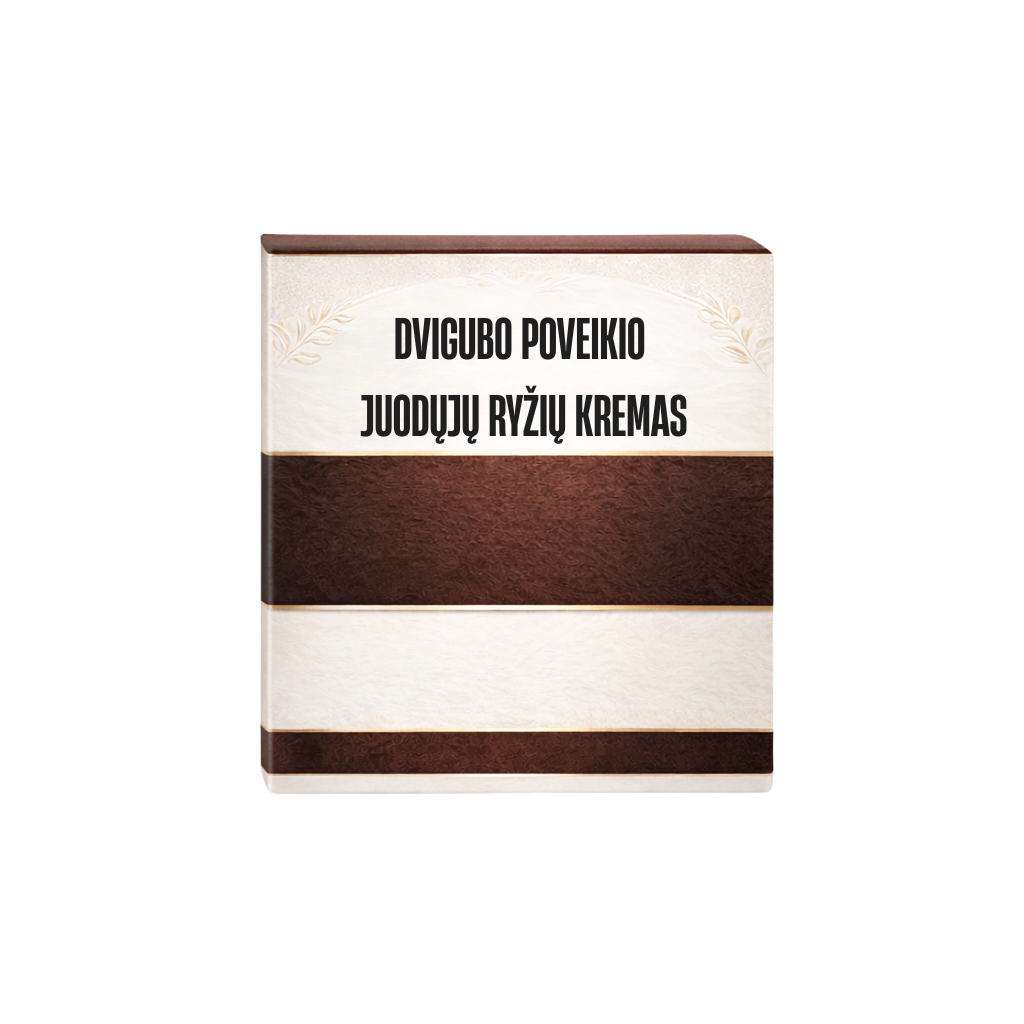 Dvigubo poveikio juodųjų ryžių kremas, odos priežiūros produktas su elegantiška formule.