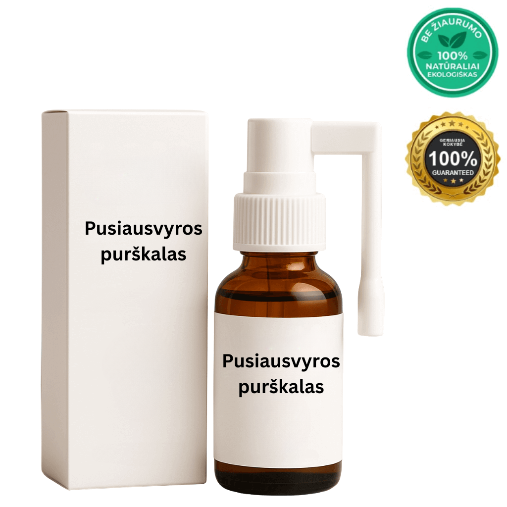 Pusiausvyros purškalas butelis su pakuote, natūrali veido priežiūros priemonė, užtikrinanti spindesį.