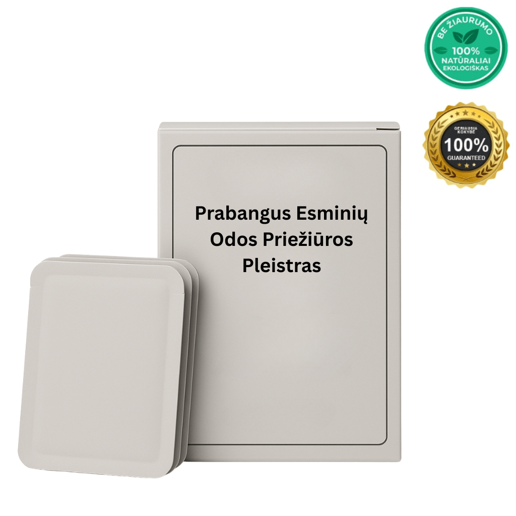 Prabangus Esminių Odos Priežiūros Pleistras – efektyvi odos priežiūra, padedanti pagerinti odos paviršiaus išvaizdą.