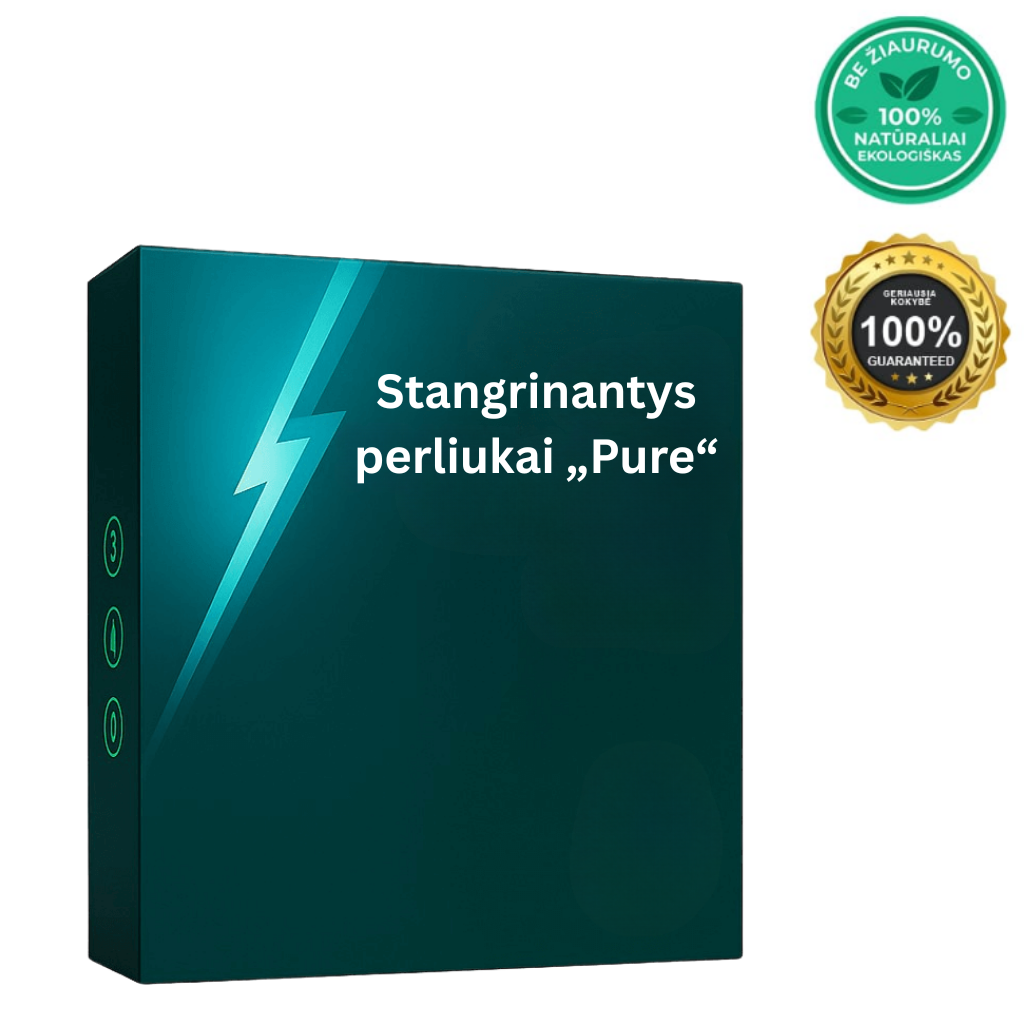 Stangrinantys perliukai „Pure“ odos priežiūros produktas su ekologiškais ingredientais