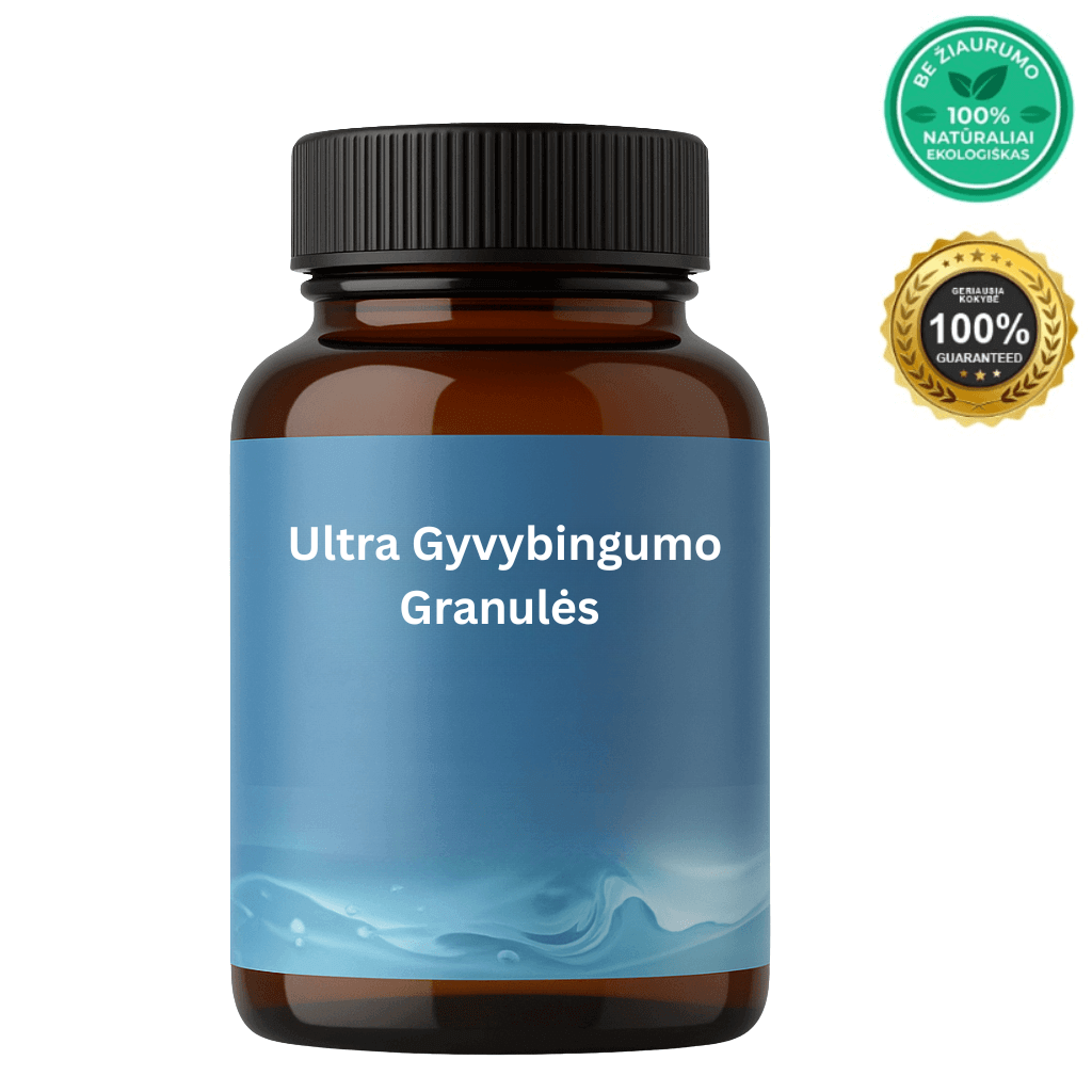 Ultra Gyvybingumo Granulės – augalinis produktas, skirtas kasdienei odos priežiūrai ir grožiui.